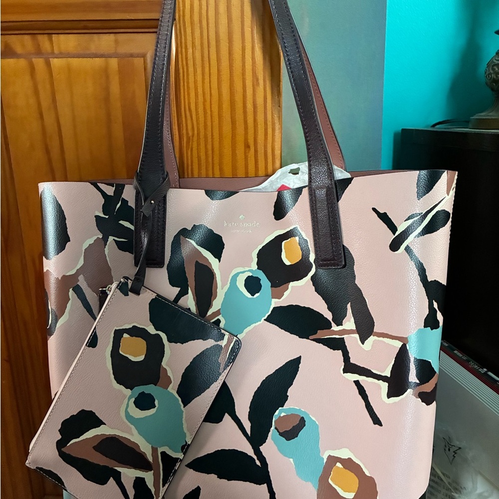 Kate Spade Eva Paper Rose Large tote bag with pouch